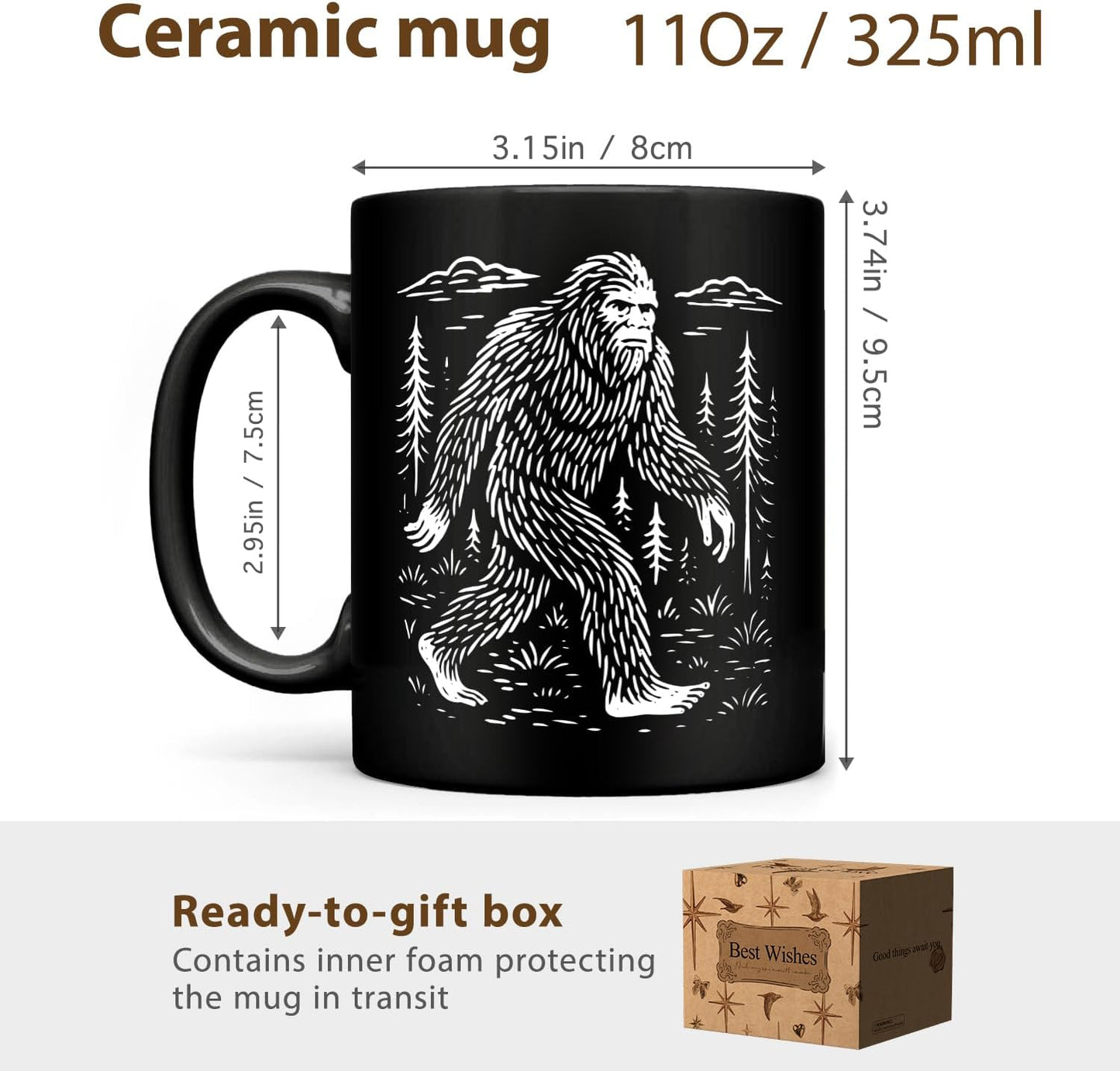 Taza de café Sasquatch Bigfoot para hombres y amantes de criptidos