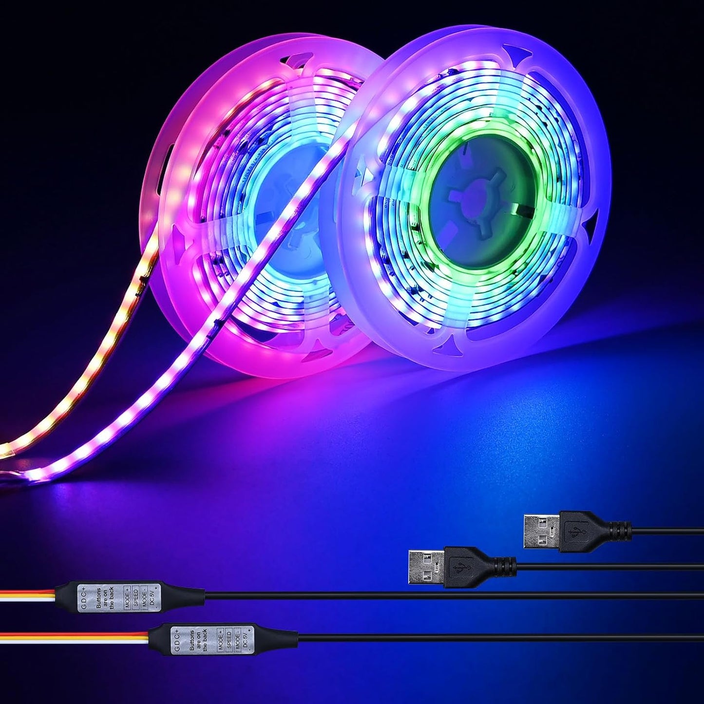 Tira LED COB RGB USB 13.12ft flexible IP20 con controlador