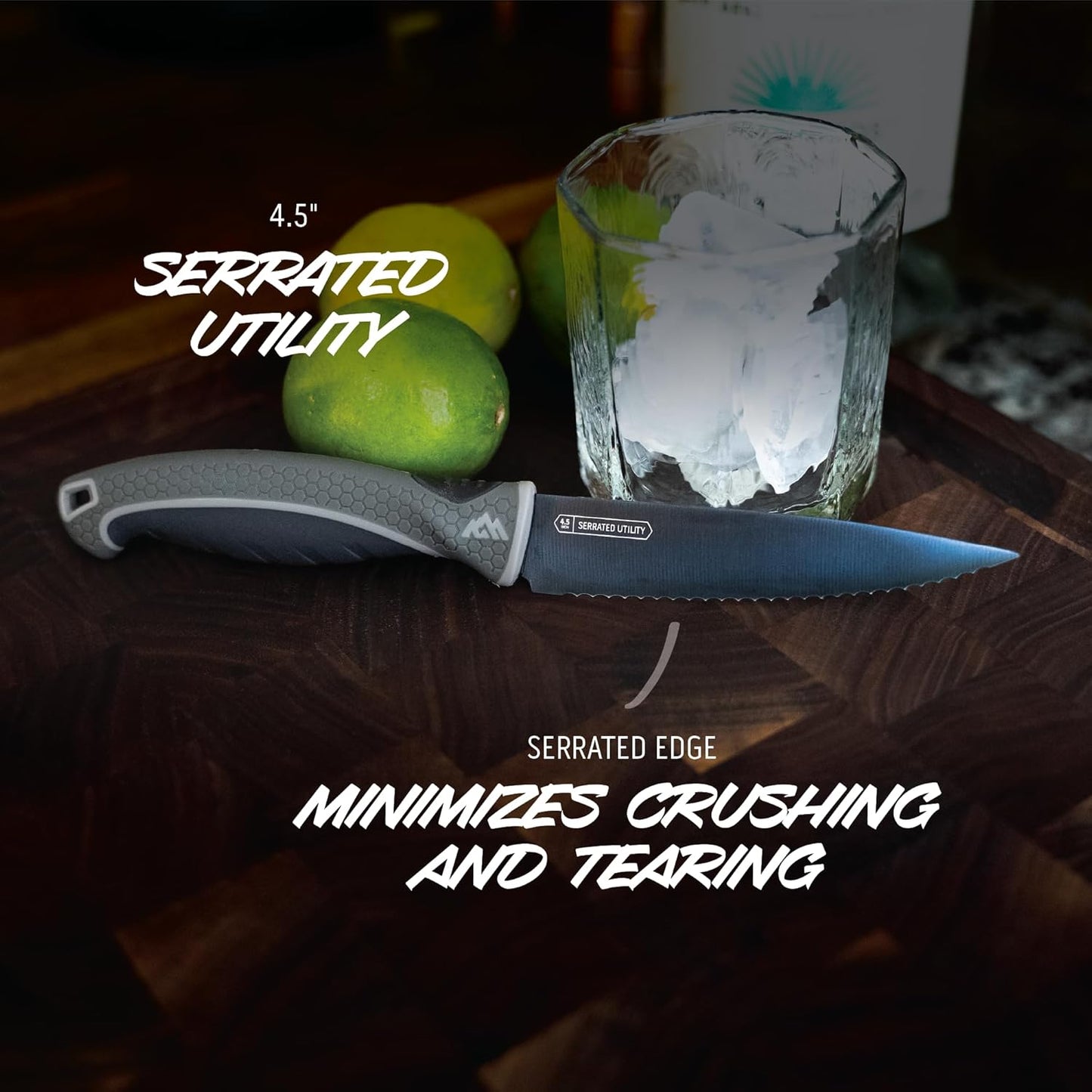 Juego cuchillos chef incluye chef, Santoku y dentado ergonómico