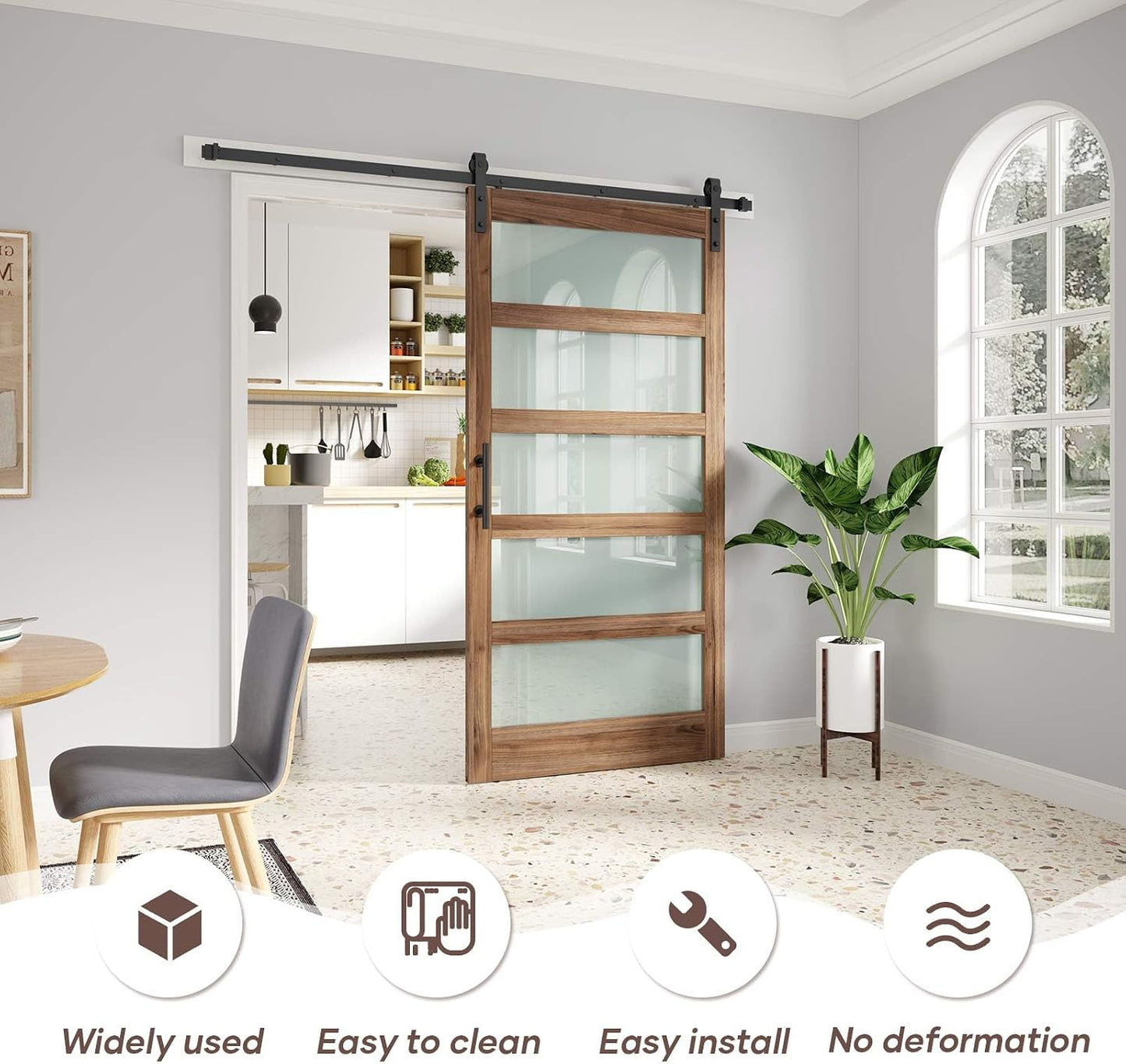 Puerta vidrio granero 40x84pulg con kit herrajes 7ft
