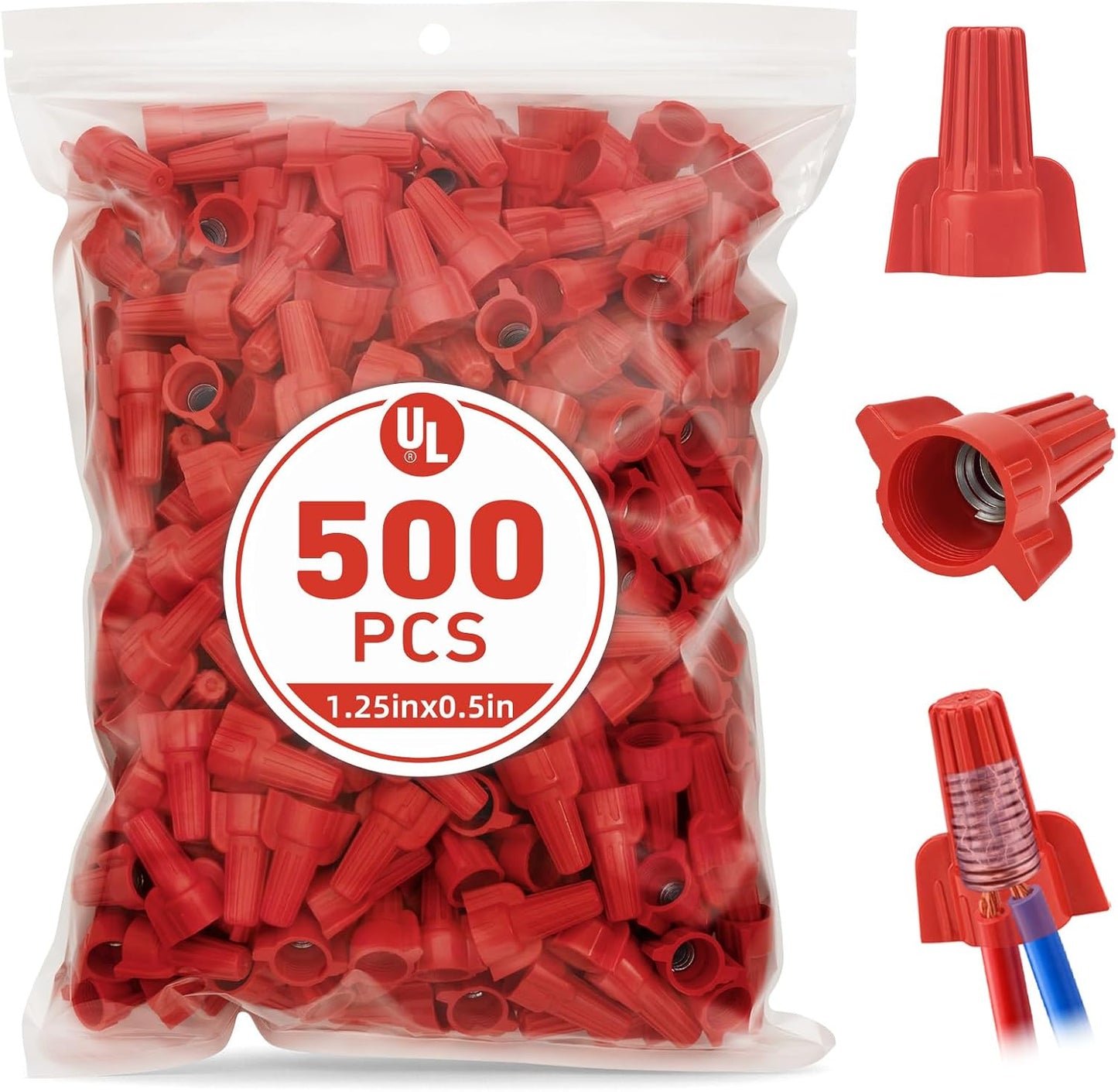 500 Conectores Cable Rojo Tuercas Aladas Aisladas