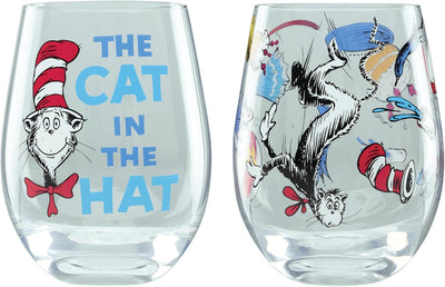 Juego de 4 vasos Dr. Seuss The Cat In The Hat de vidrio para servicio en casa