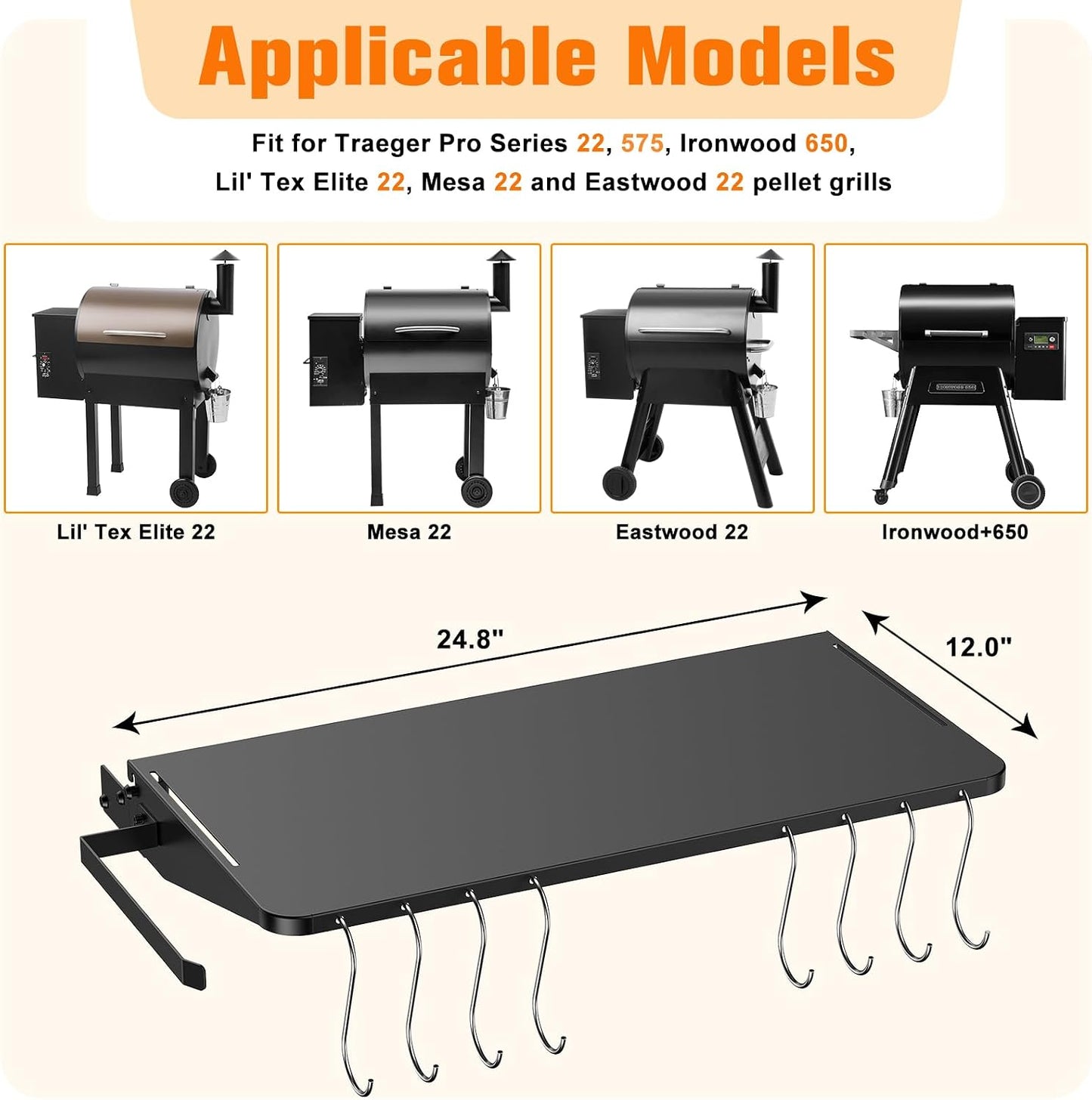 Estante frontal Traeger con ganchos y soporte papel