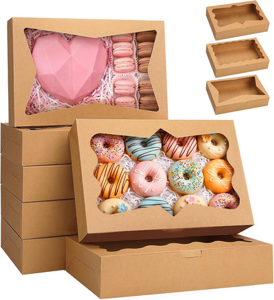 7 Cajas Panadería Blancas Ventana 3 Estilos Marrón