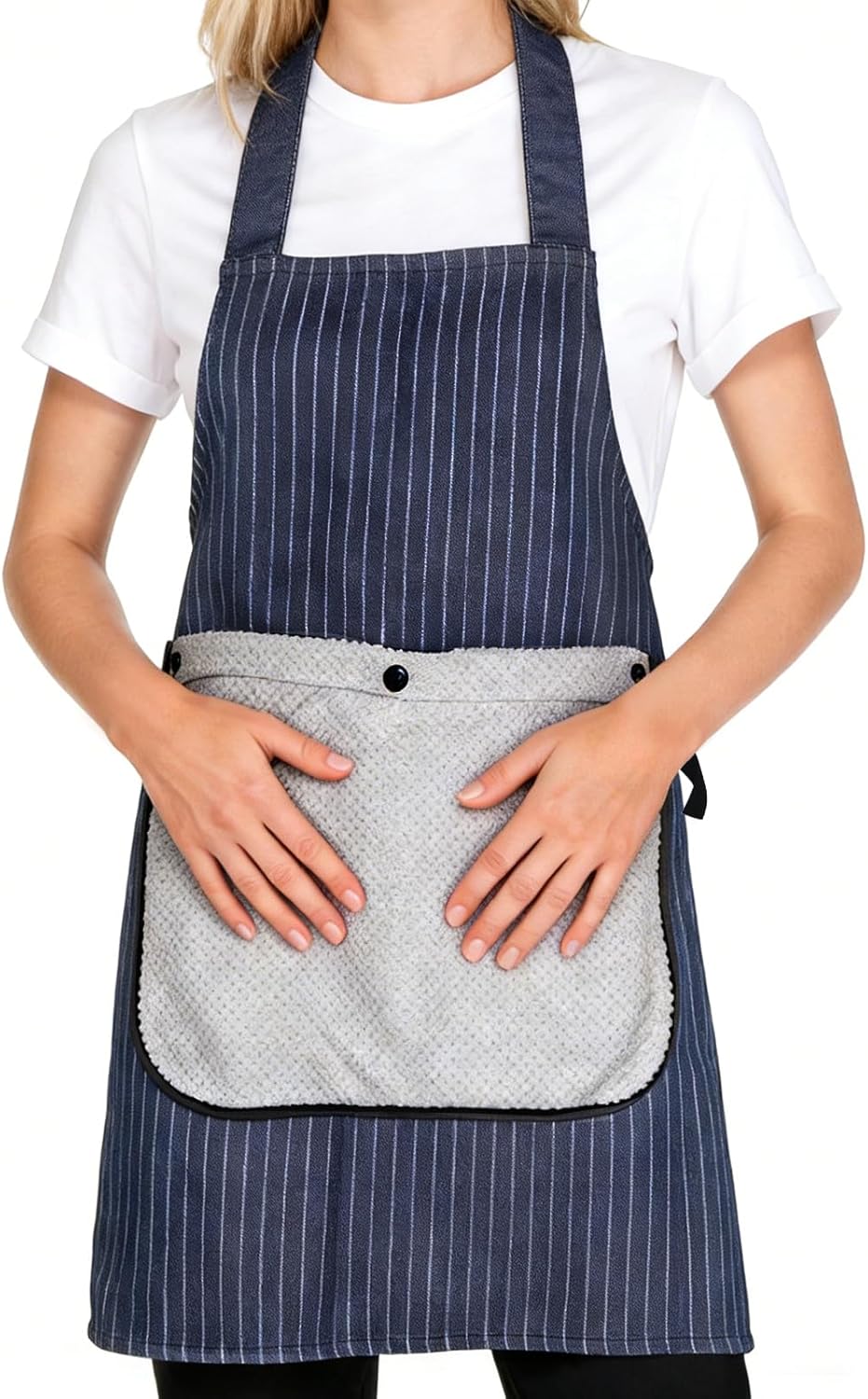 Delantal con toalla desmontable bolsillos ajustable sin atar cocina resistente manchas