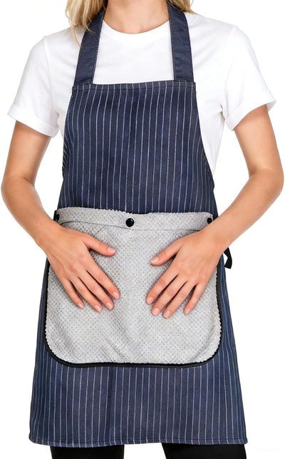Delantal con toalla desmontable bolsillos ajustable sin atar cocina resistente manchas