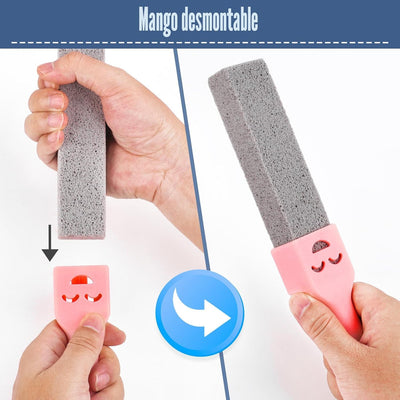 10 Cepillos Pómez con 2 Mangos Universales para Inodoros Baños