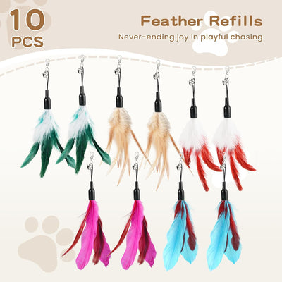 Juguete gato varita 34.5pulg con plumas y campana