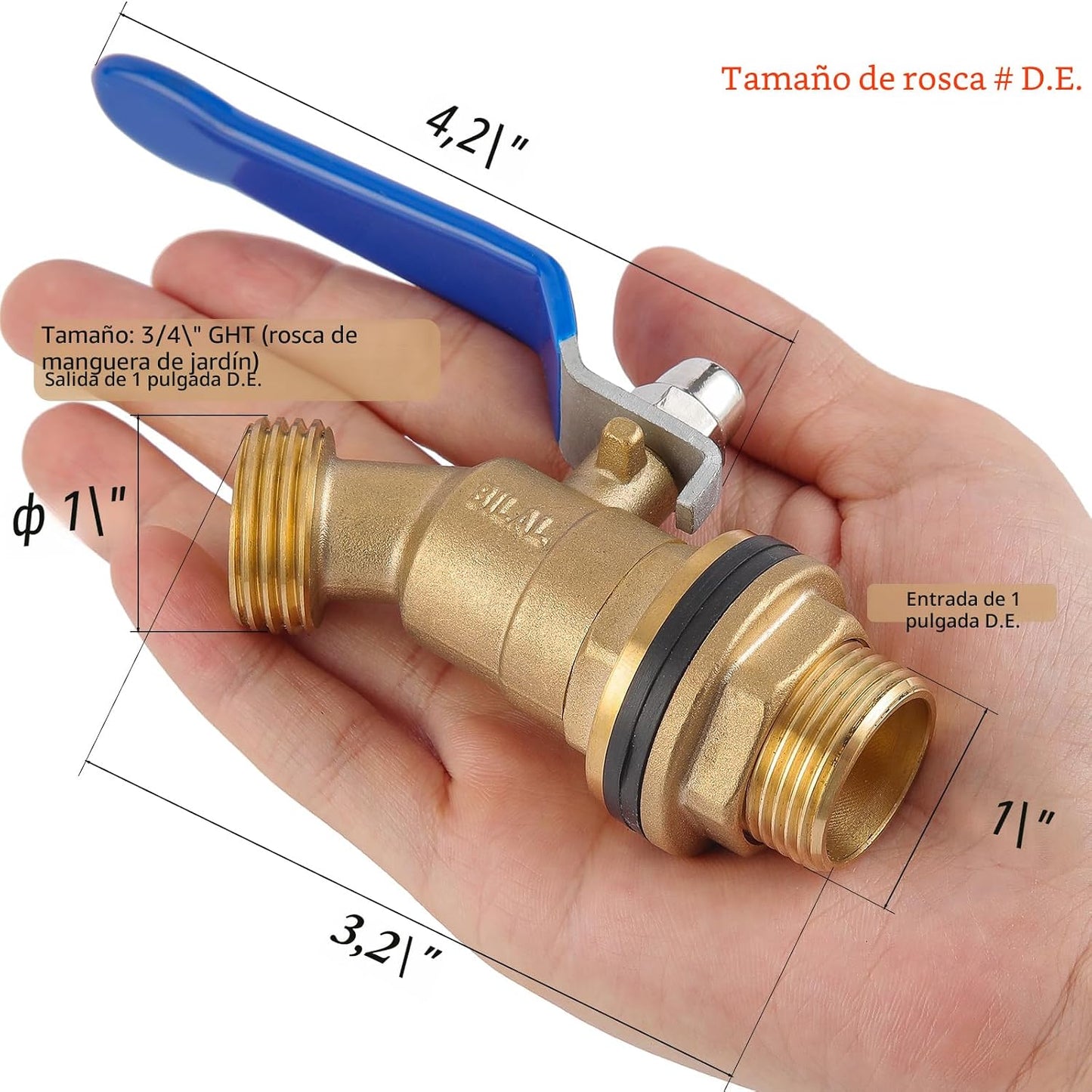 Contenedor agua latón válvula bola 3/4pulg mamparo