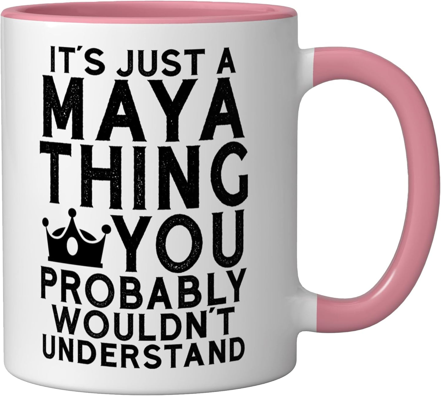 Taza Cerámica Rosa y Blanca Frase Inglesa