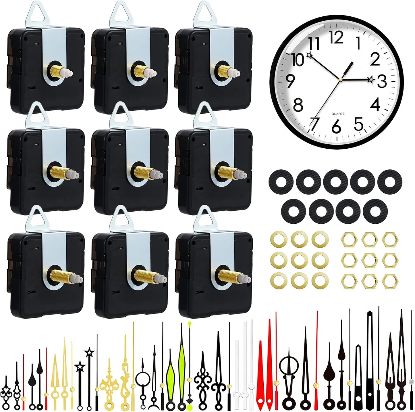 Kit repuesto mecanismo reloj 14 pzas manecillas
