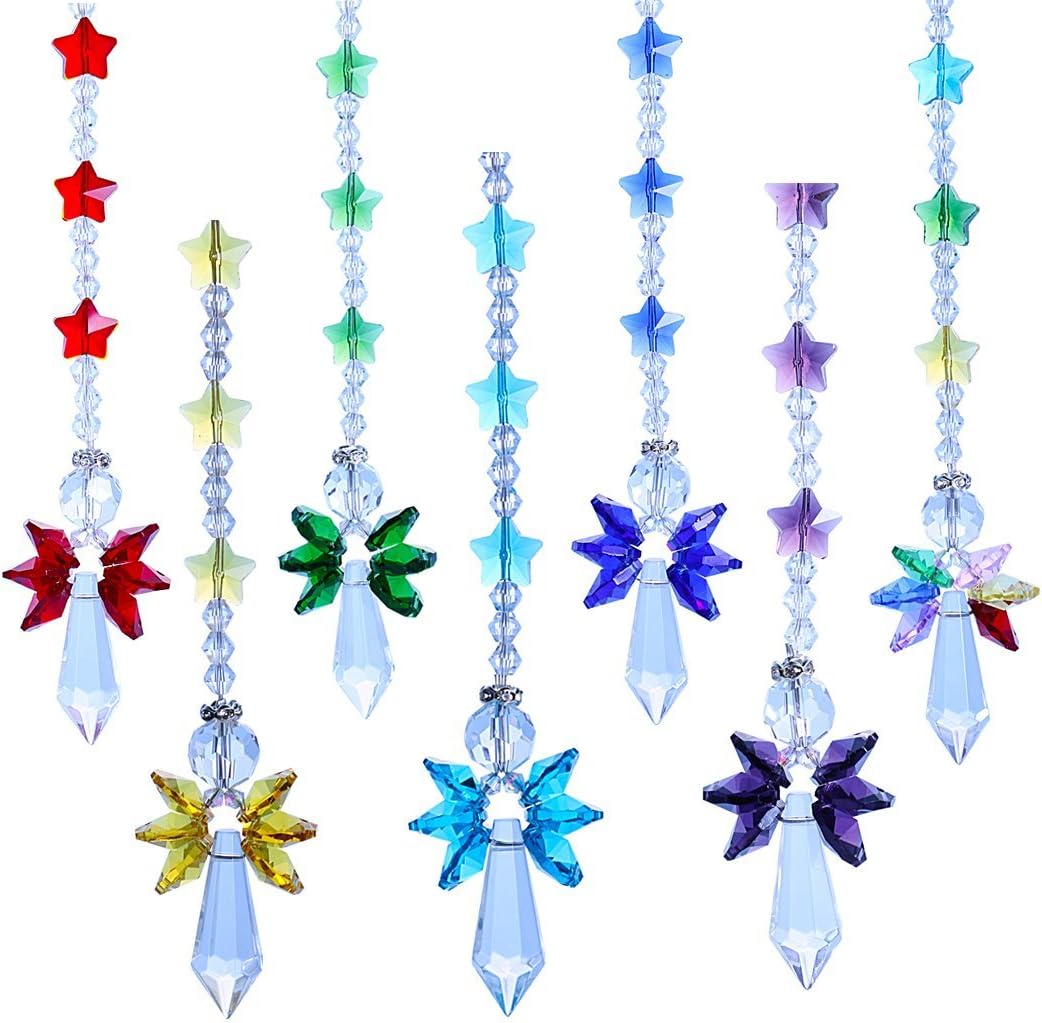 Set 7 Suncathers Angel Guardia Cristal Colección Rainbow