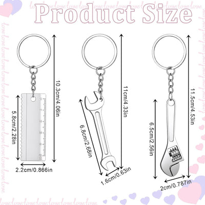 Set 3 llaveros metálicos con regla colgante ajustable