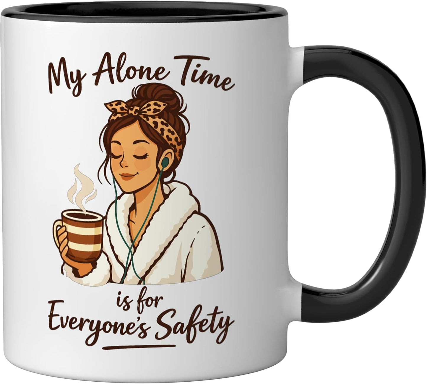 Taza cerámica para tiempo solo introvertida negra/blanca