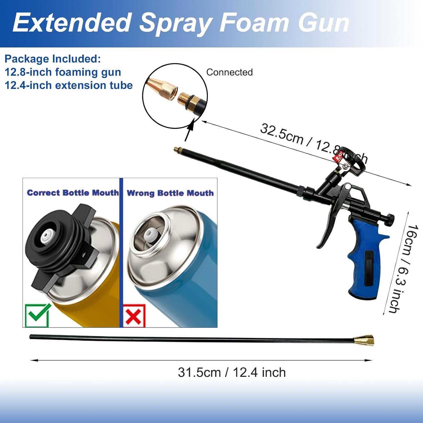 Pistola espuma aerosol desmontable 25pulg azul