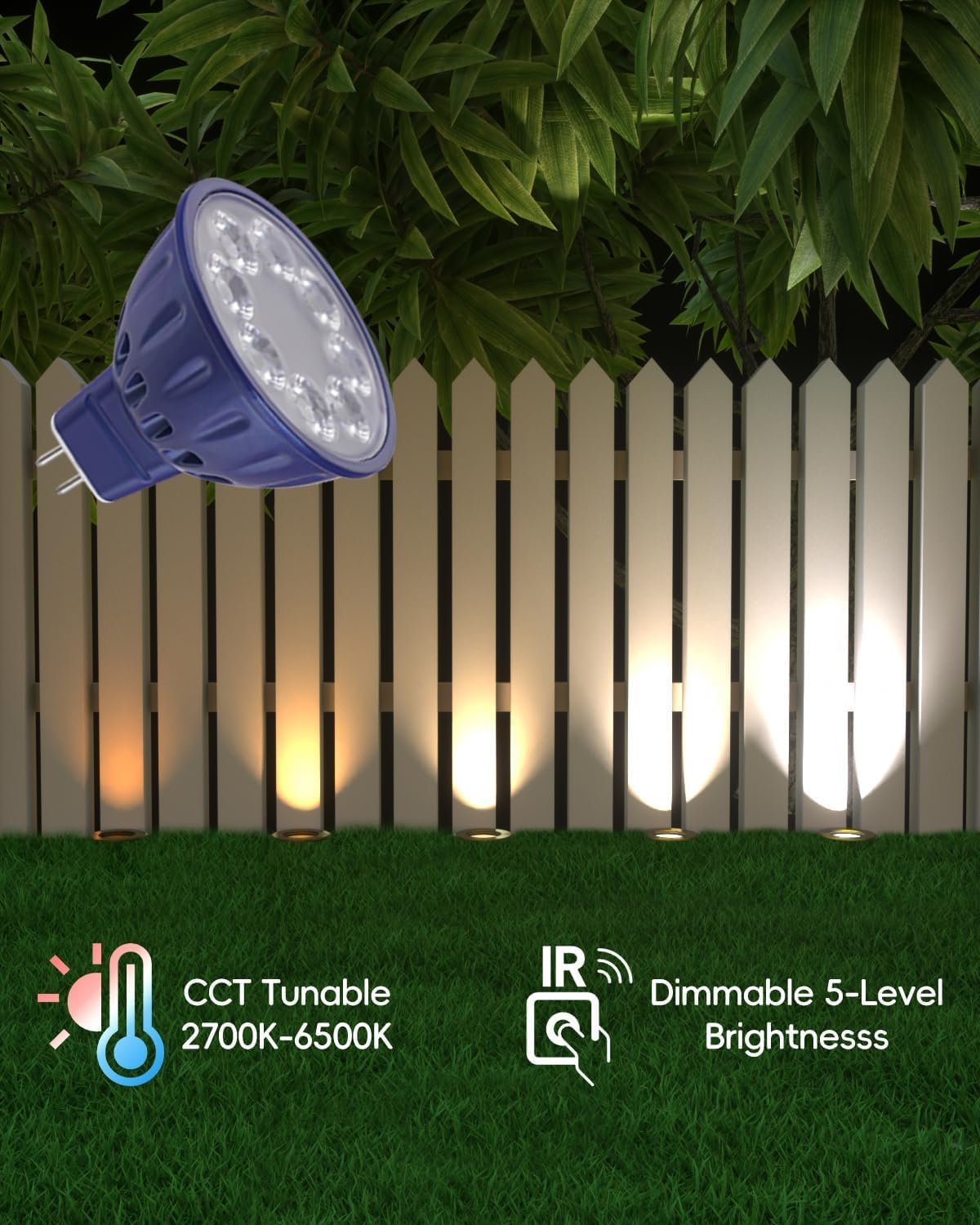 Bombilla LED MR16 RGBW CCT ajustable con control remoto GU5.3