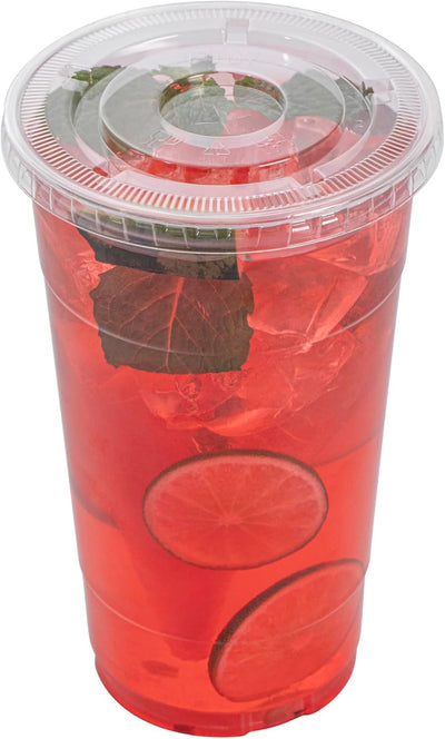 Tapas plástico para vaso 32oz con ranura popote 4.25x4.25