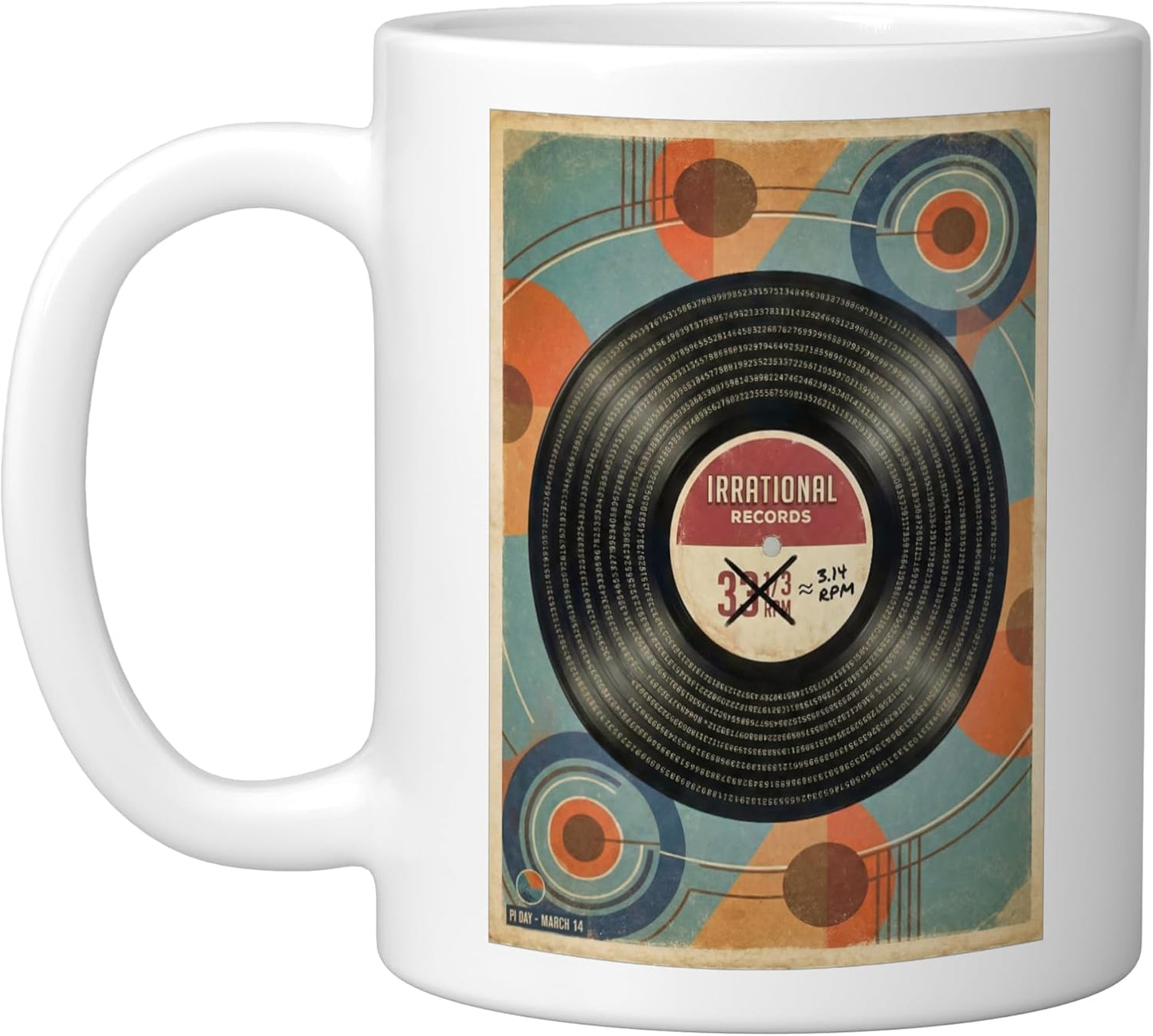 Taza Cerámica Profesor Matemáticas Día de Pi Retro Blanca