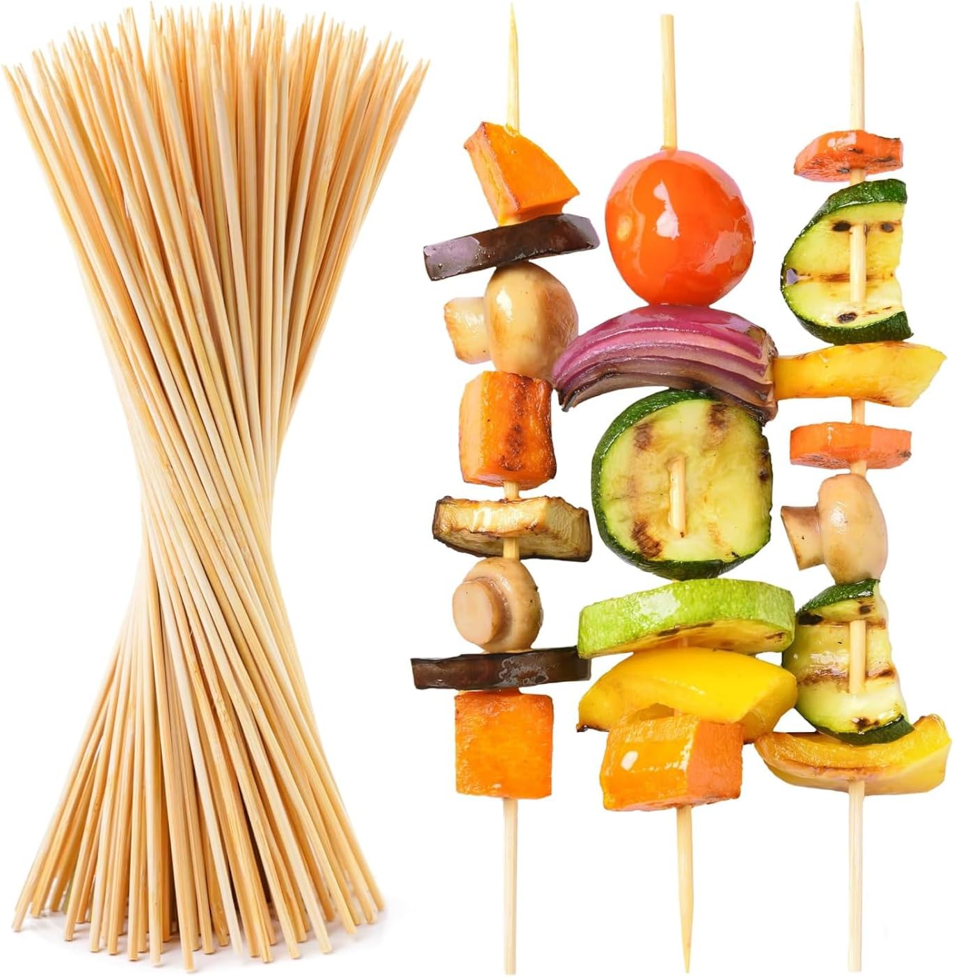100 Brochetas Bambú 10pulg para Asar y Manualidades