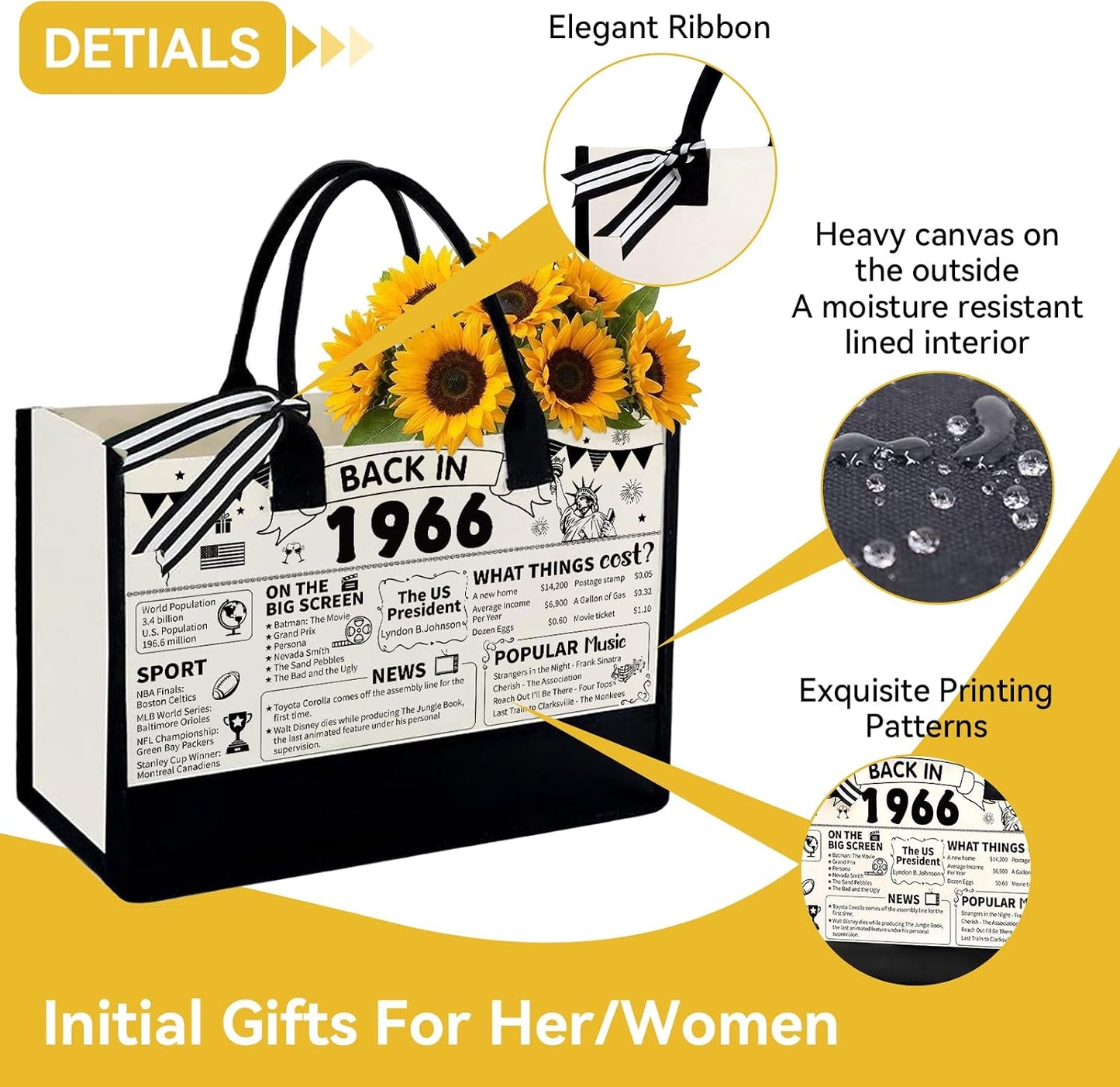 Bolsa tote canvas para mujer regalo cumpleaños 60 70 80