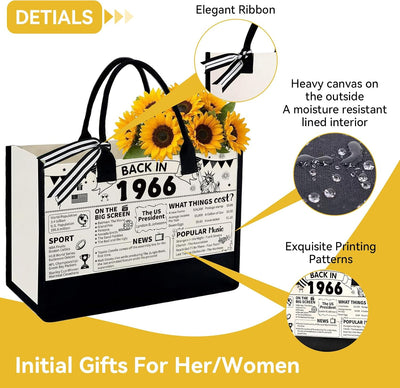 Bolsa tote canvas para mujer regalo cumpleaños 60 70 80