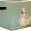 Caja almacenamiento pato blanco lazo rosa con asas