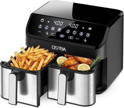 Freidora aire doble 9.5qt 1700W con 2 cestas acero inox