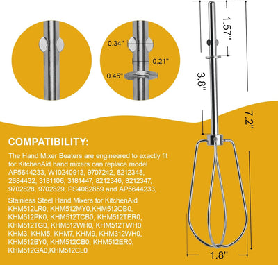 Batidores de mano compatibles con KitchenAid 2 unidades