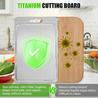 Tablero de corte de titanio puro doble cara para cocina con surco para jugos