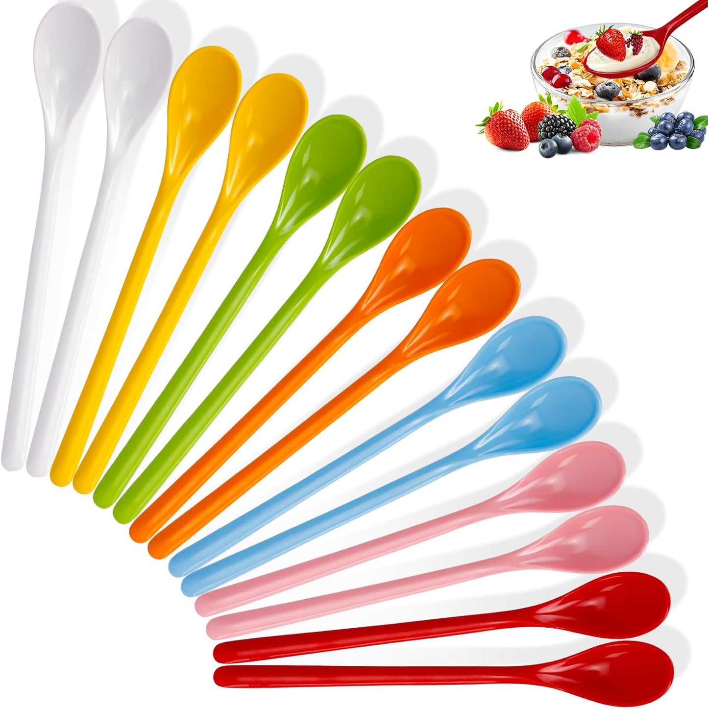 Cucharas plástico mango largo 7.8pulg para helado reutilizables