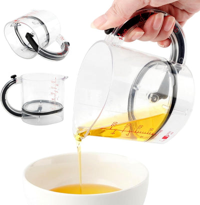 Taza medidora ajustable 4 en 1 para líquidos y secos con base raspadora