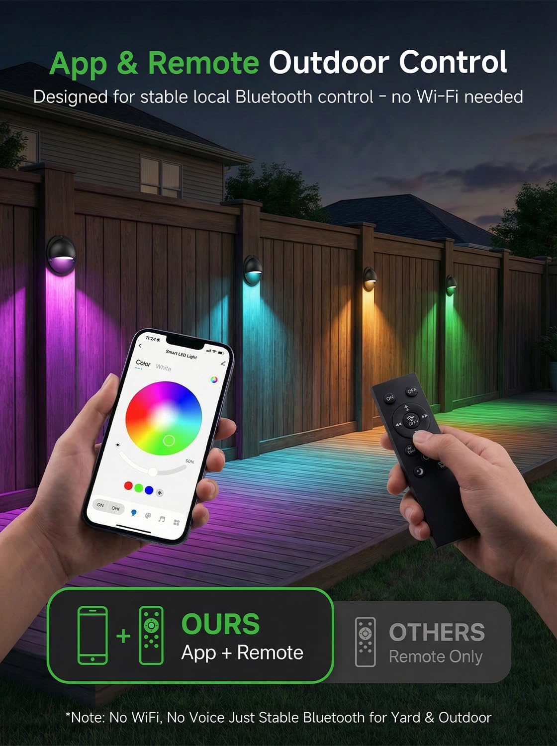 Luces cubierta negras RGBCW 12V Bluetooth app control remoto
