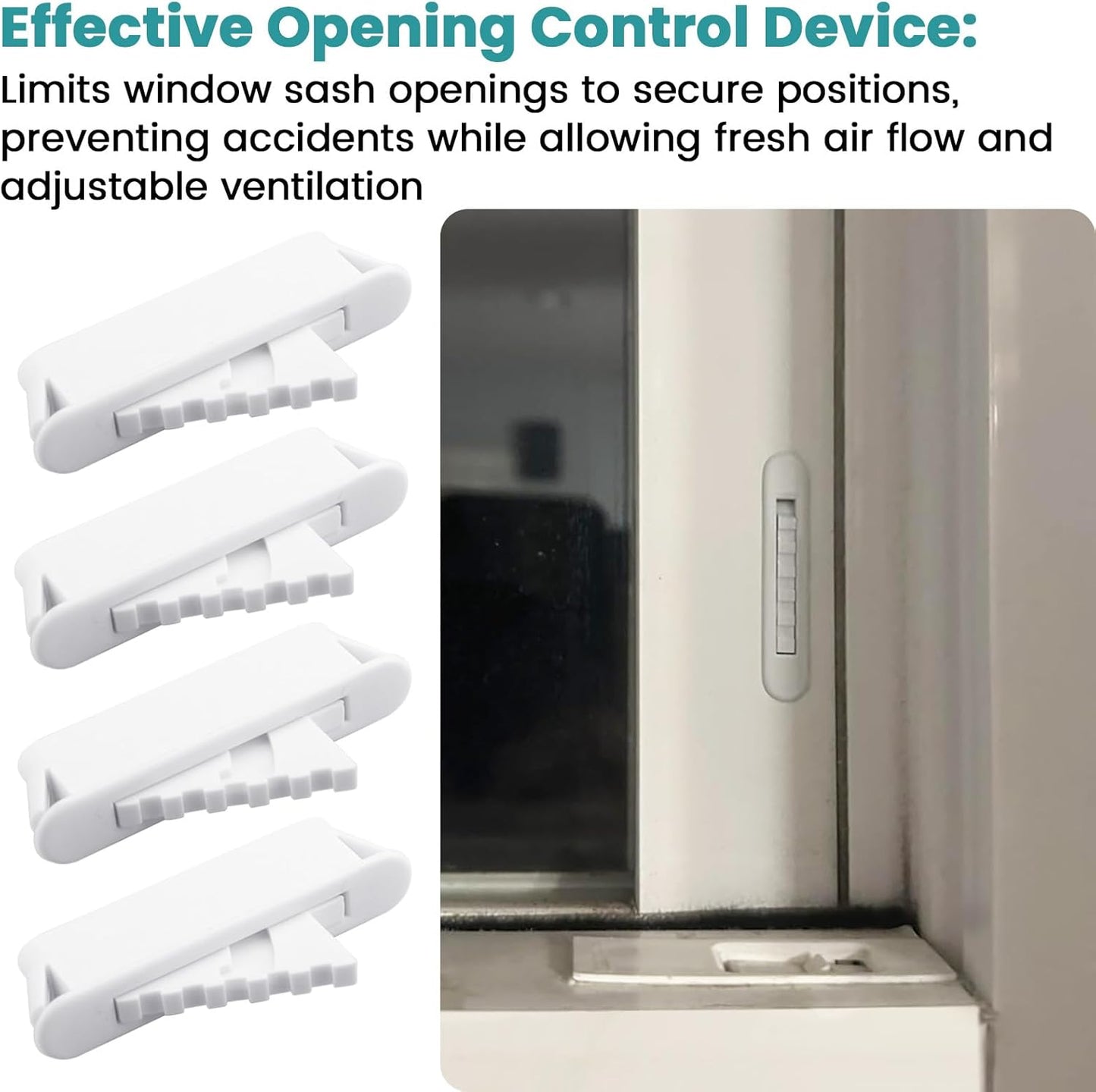 Topes ventilación ventana 4 Uds color blanco seguridad
