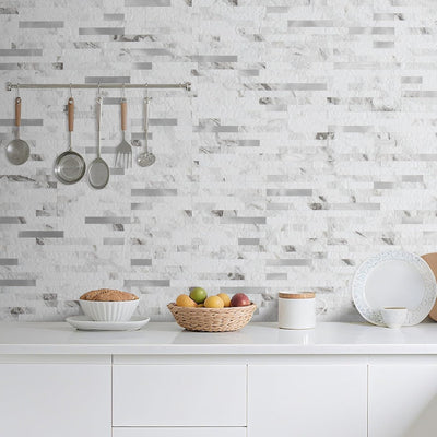 2 Hojas Azulejo Mármol Blanco Pared Cocina