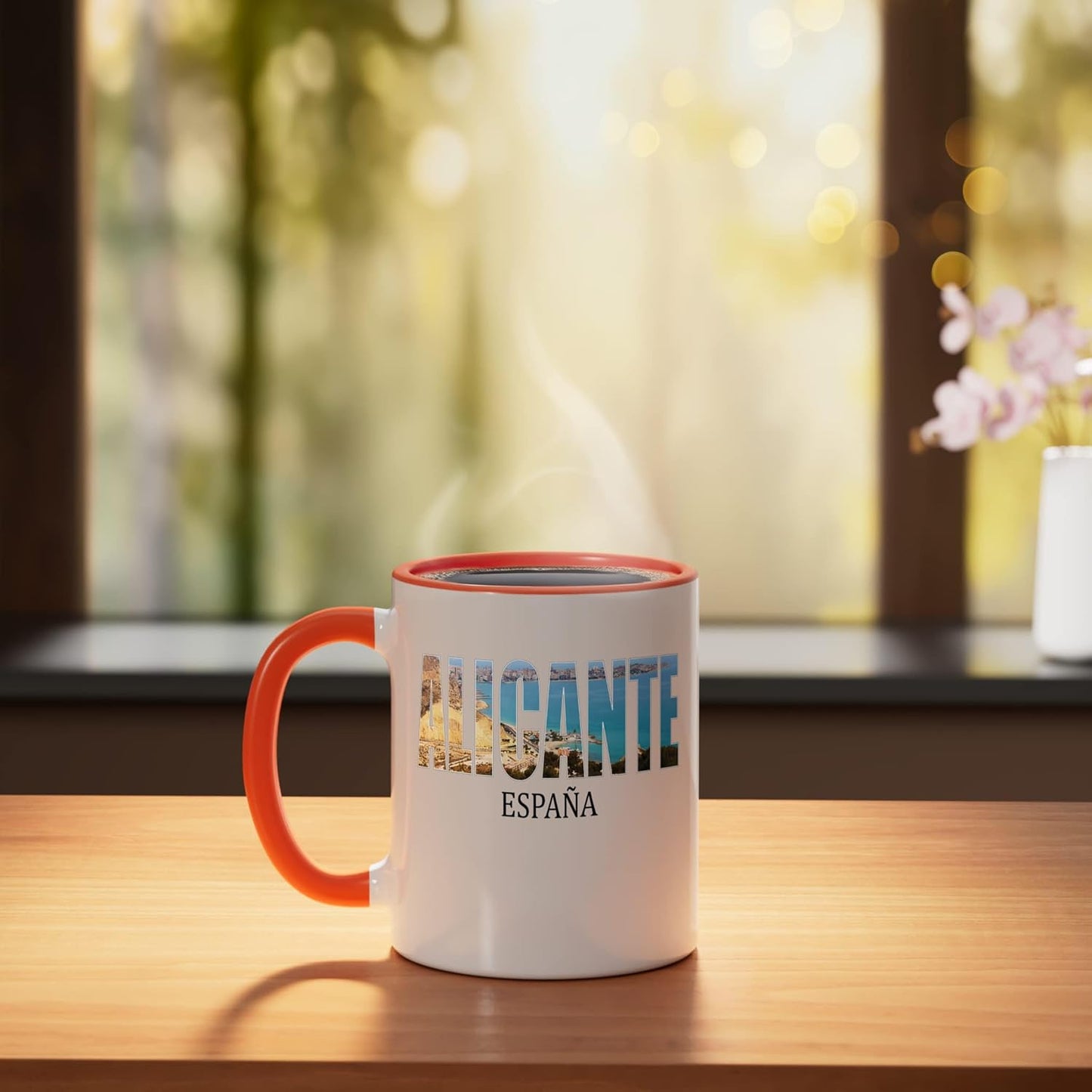 Taza Cerámica Vintage Alicante Diseño Orange/Blanco