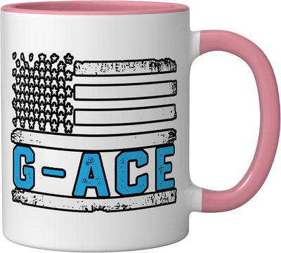 Taza Cerámica Bandera Americana Vintage Rosa/Blanco
