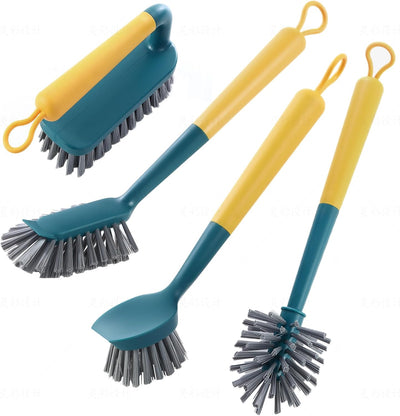 Set 4 Cepillos Limpieza Cocina Multiusos con Mango