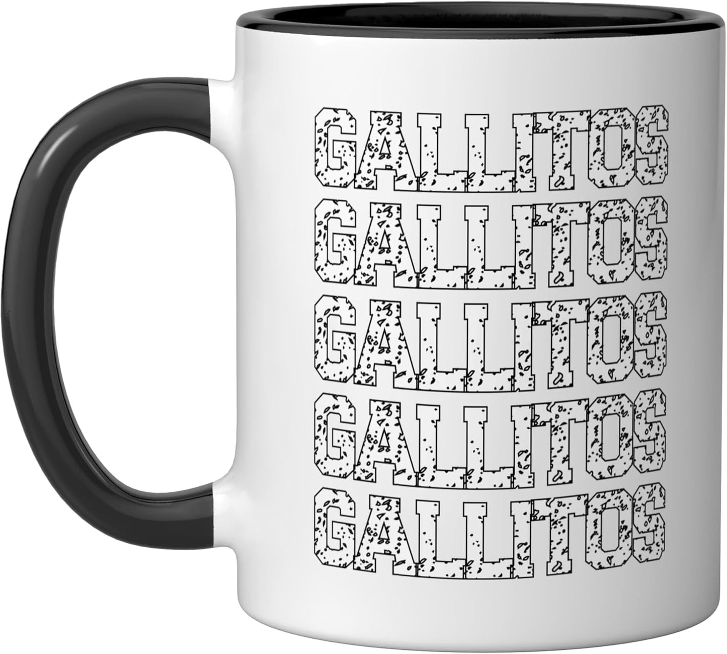 Taza Cerámica Gallitos Negro/Blanco