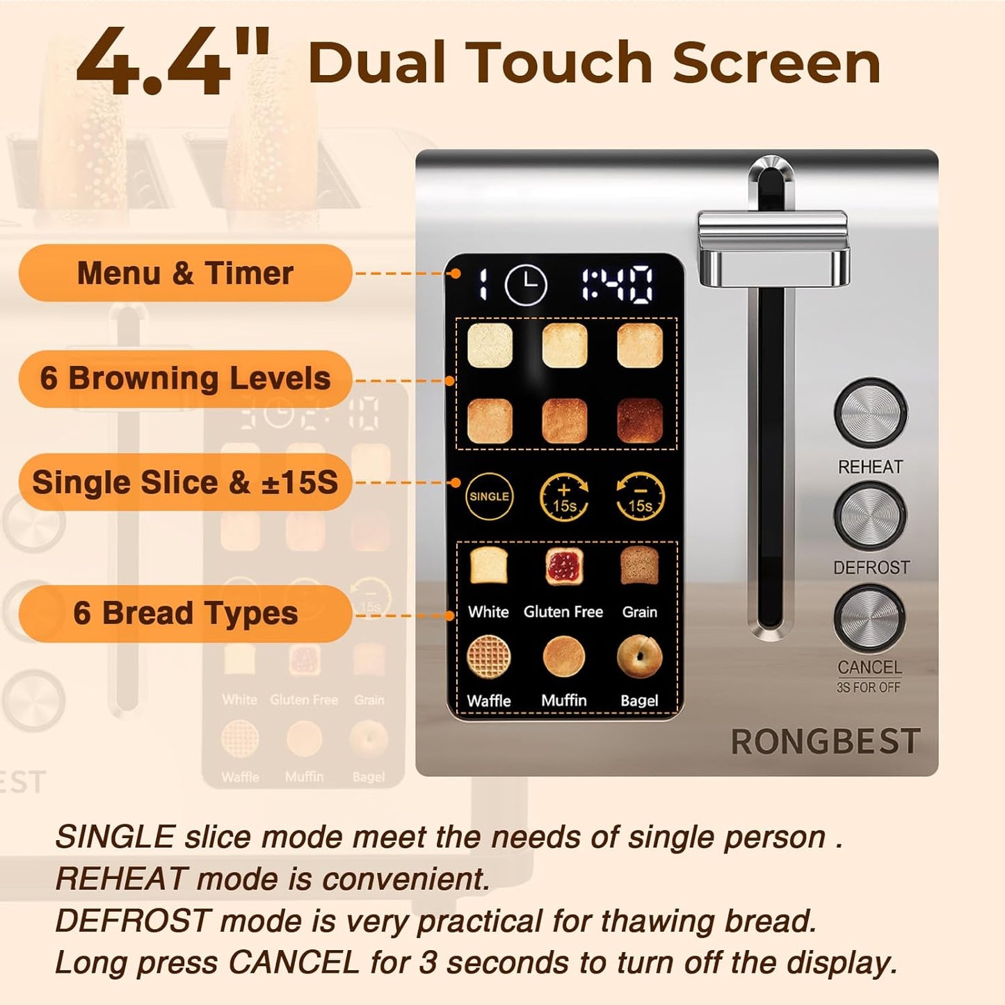 Panini 4 rebanadas acero inox con pantalla digital