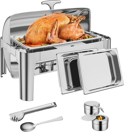 Juego Bufé 9qt Acero Inox Bandeja Alimentos Calentador Comercial