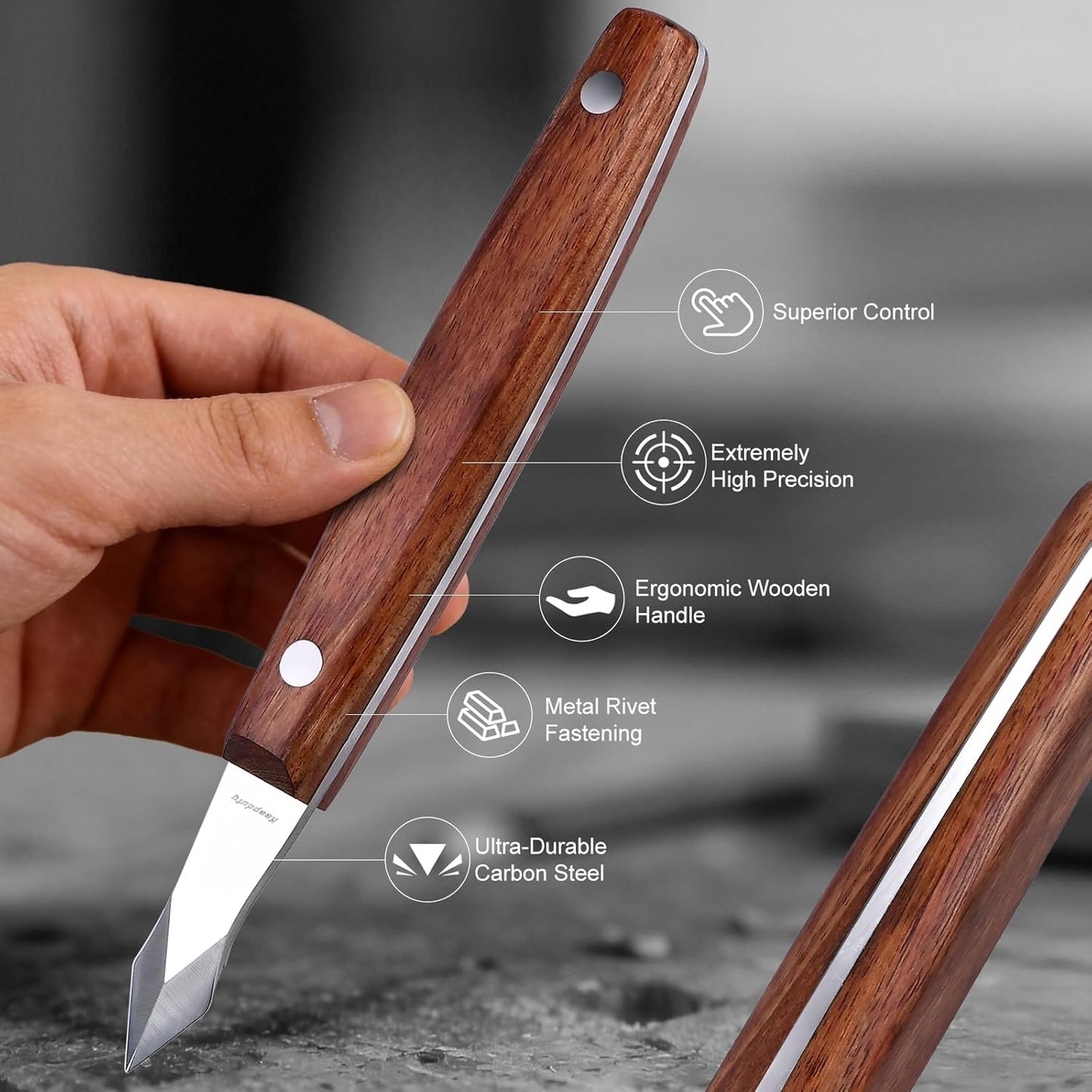 Cuchillo marcado carpintería acero alto carbono doble hoja