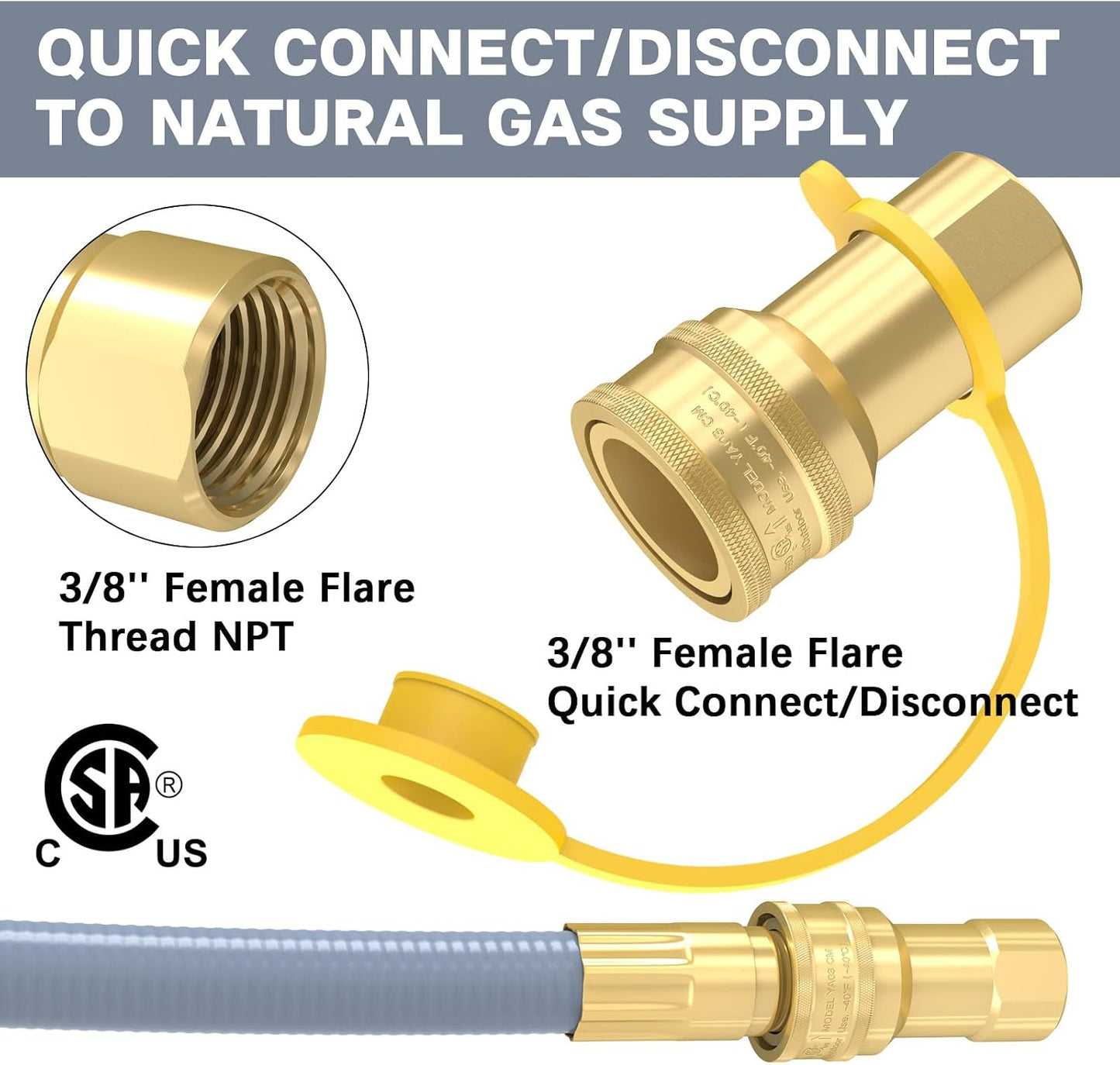Manguera gas natural 18ft 3/8 conexión rápida Weber