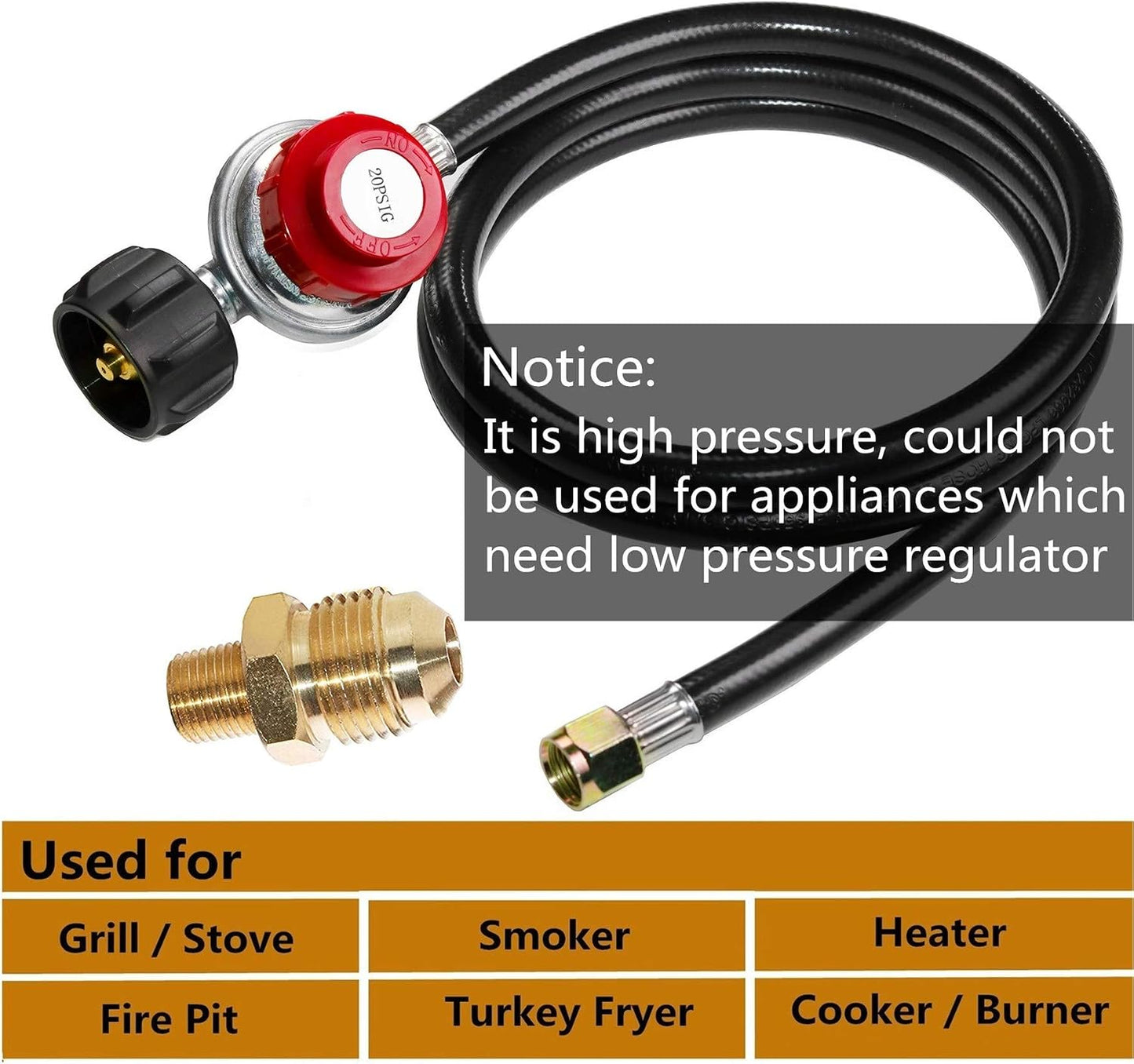 Regulador propano ajustable 5ft 0-20PSI manguera MNPT 1/8