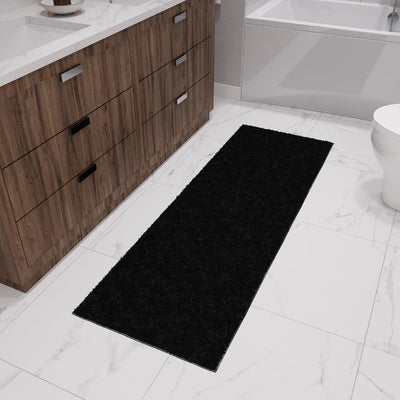 Tapete baño antideslizante suave felpa 2x3ft color negro