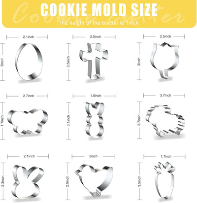 Juego 9 Pzas Cortadores Galletas Pascua Inox