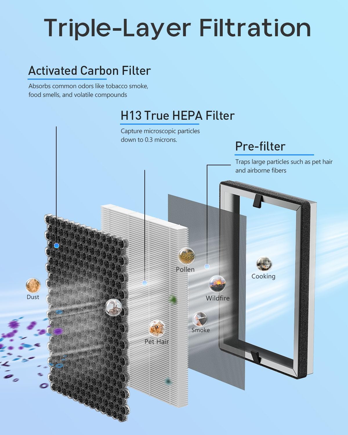 4 Filtros JF260-RF comp H13 HEPA y carbón activado