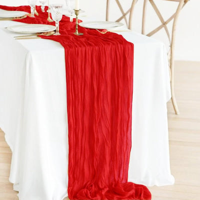 Camino de mesa rojo bohemio tela transparente 17 x 108 pulgadas paquete de 3