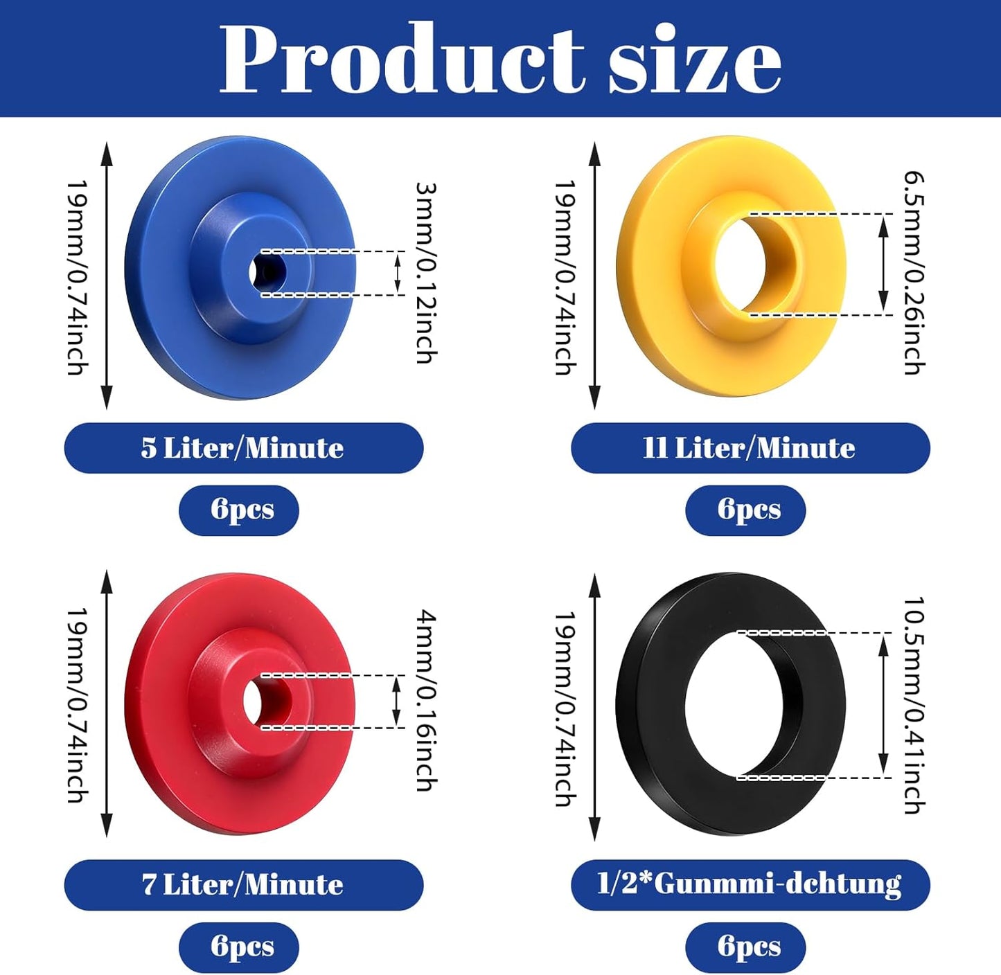 Restrictor flujo ducha silicona 24 pzas adaptador ahorro agua