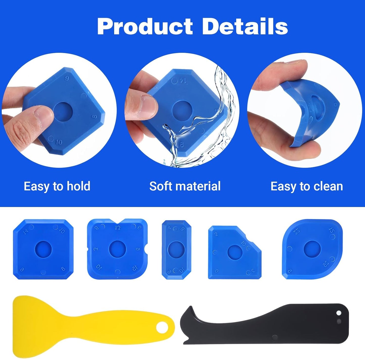 Kit 12 Pzas Herramientas Calafateo Raspador Sello Cocina Baño