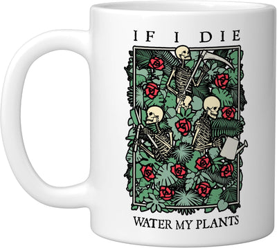 Taza de cerámica para plantar flores skull goth blanco